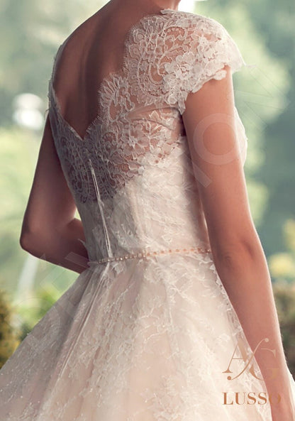 Stormia Open back A-line Short/ Cap sleeve Wedding Dress 3