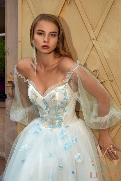 Lenore Open back A-line 3/4 sleeve Wedding Dress 2