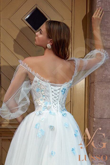 Lenore Open back A-line 3/4 sleeve Wedding Dress 3