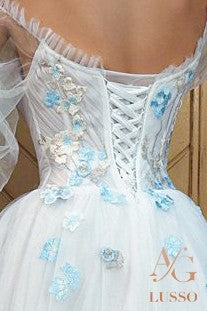 Lenore Open back A-line 3/4 sleeve Wedding Dress 4