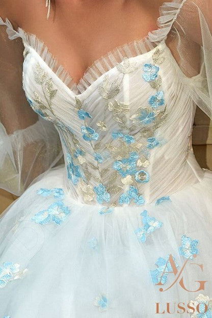 Lenore Open back A-line 3/4 sleeve Wedding Dress 5