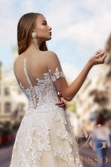 Marianela Full back A-line Short/ Cap sleeve Wedding Dress 5