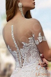 Marianela Full back A-line Short/ Cap sleeve Wedding Dress 6