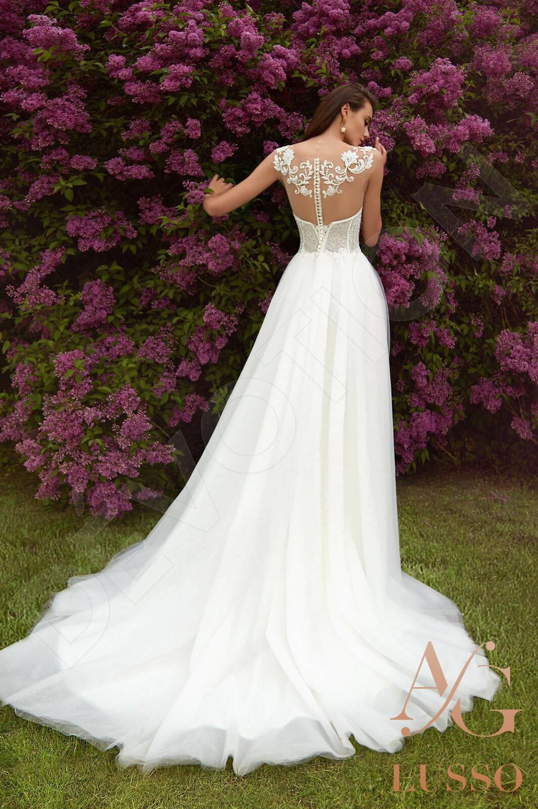 Maureli Full back A-line Short/ Cap sleeve Wedding Dress Back