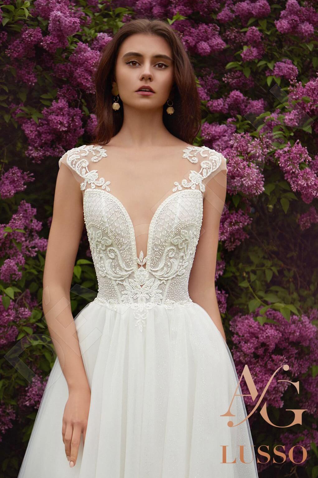 Maureli Full back A-line Short/ Cap sleeve Wedding Dress 2