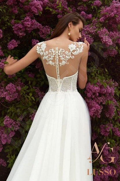 Maureli Full back A-line Short/ Cap sleeve Wedding Dress 4