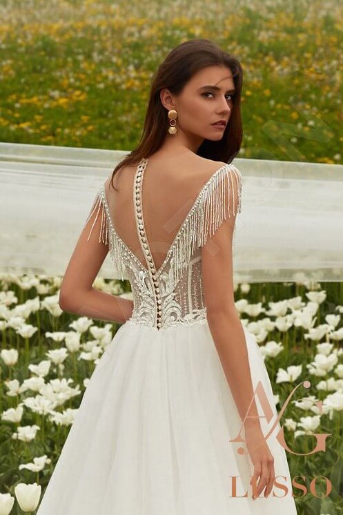 Meleka Full back A-line Sleeveless Wedding Dress 3