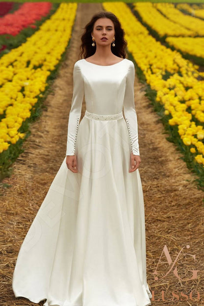 Rozelva Open back A-line Long sleeve Wedding Dress Front