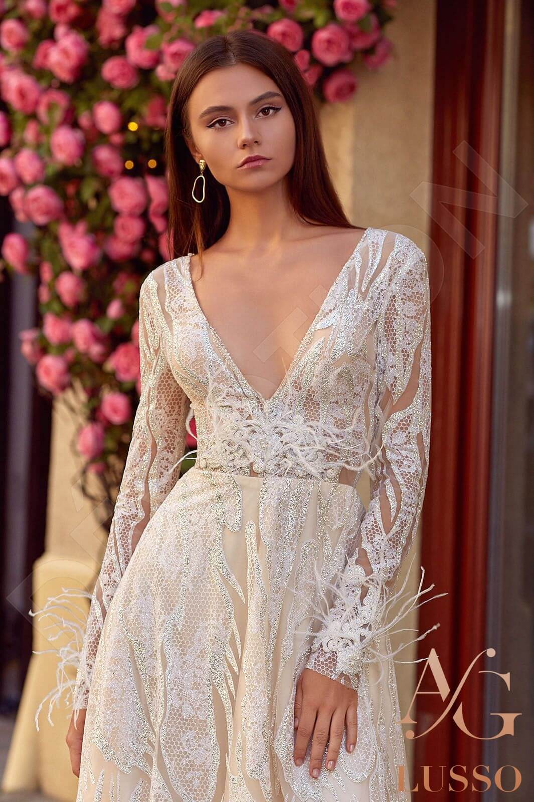 Sellia Full back A-line Long sleeve Wedding Dress 2