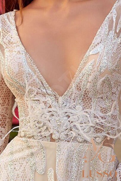 Sellia A-line V-neck Silver Milk Nude Wedding dress