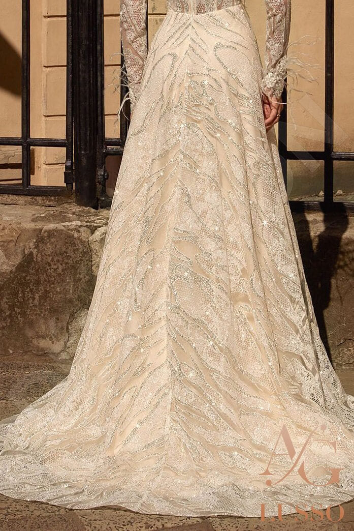 Sellia Full back A-line Long sleeve Wedding Dress 5