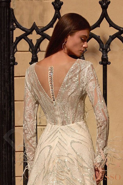 Sellia Full back A-line Long sleeve Wedding Dress 6