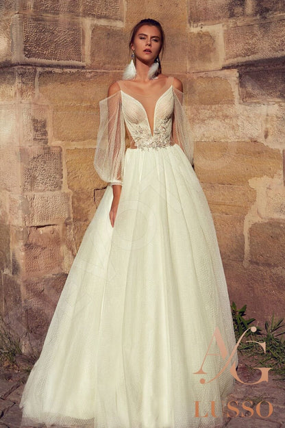 Taira Full back A-line Long sleeve Wedding Dress Front