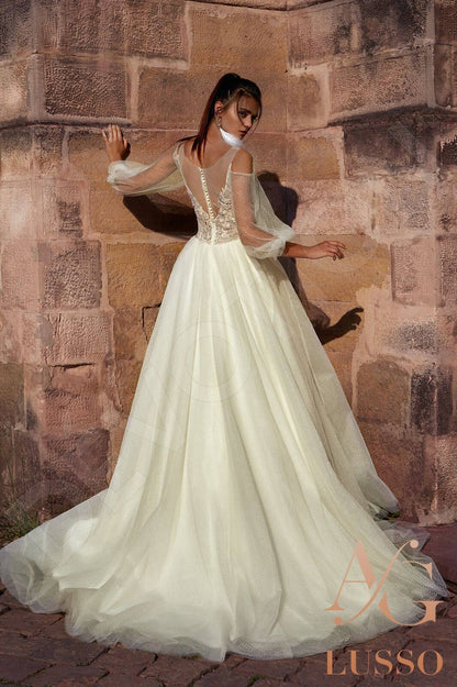 Taira Full back A-line Long sleeve Wedding Dress Back