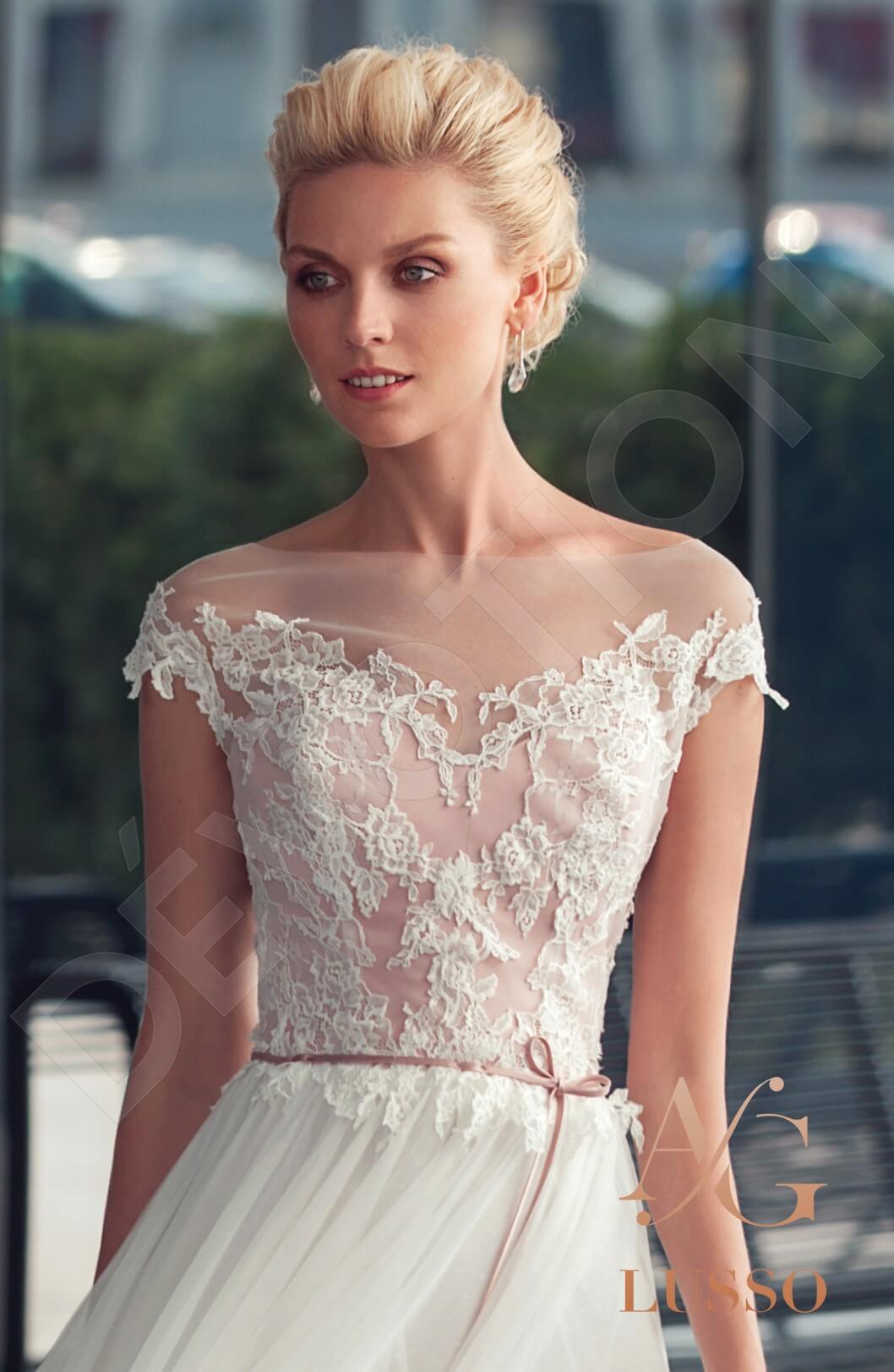 Zetta Open back A-line Short/ Cap sleeve Wedding Dress 2