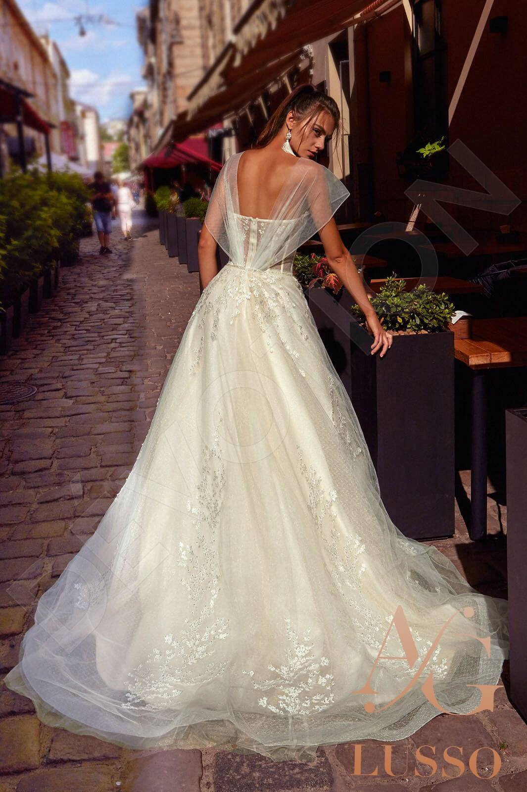 Yukhanna Open back A-line Short/ Cap sleeve Wedding Dress Back