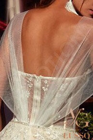 Yukhanna Open back A-line Short/ Cap sleeve Wedding Dress 6