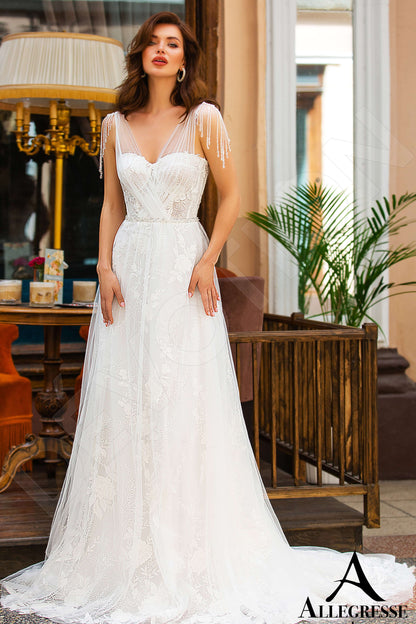 Ferise Open back A-line Straps Wedding Dress Front