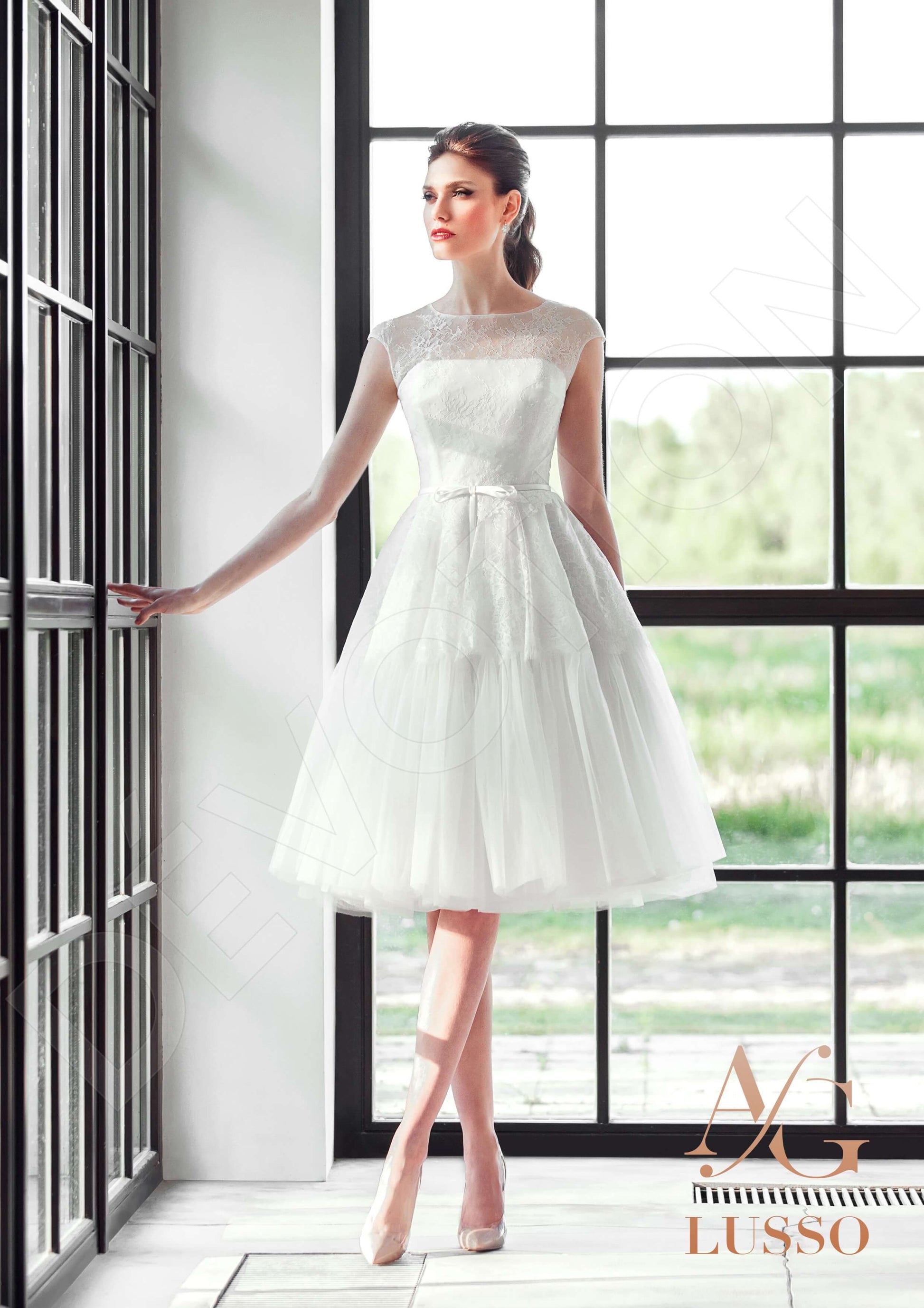 Ninelle A-line Jewel Mediumivory Wedding dress