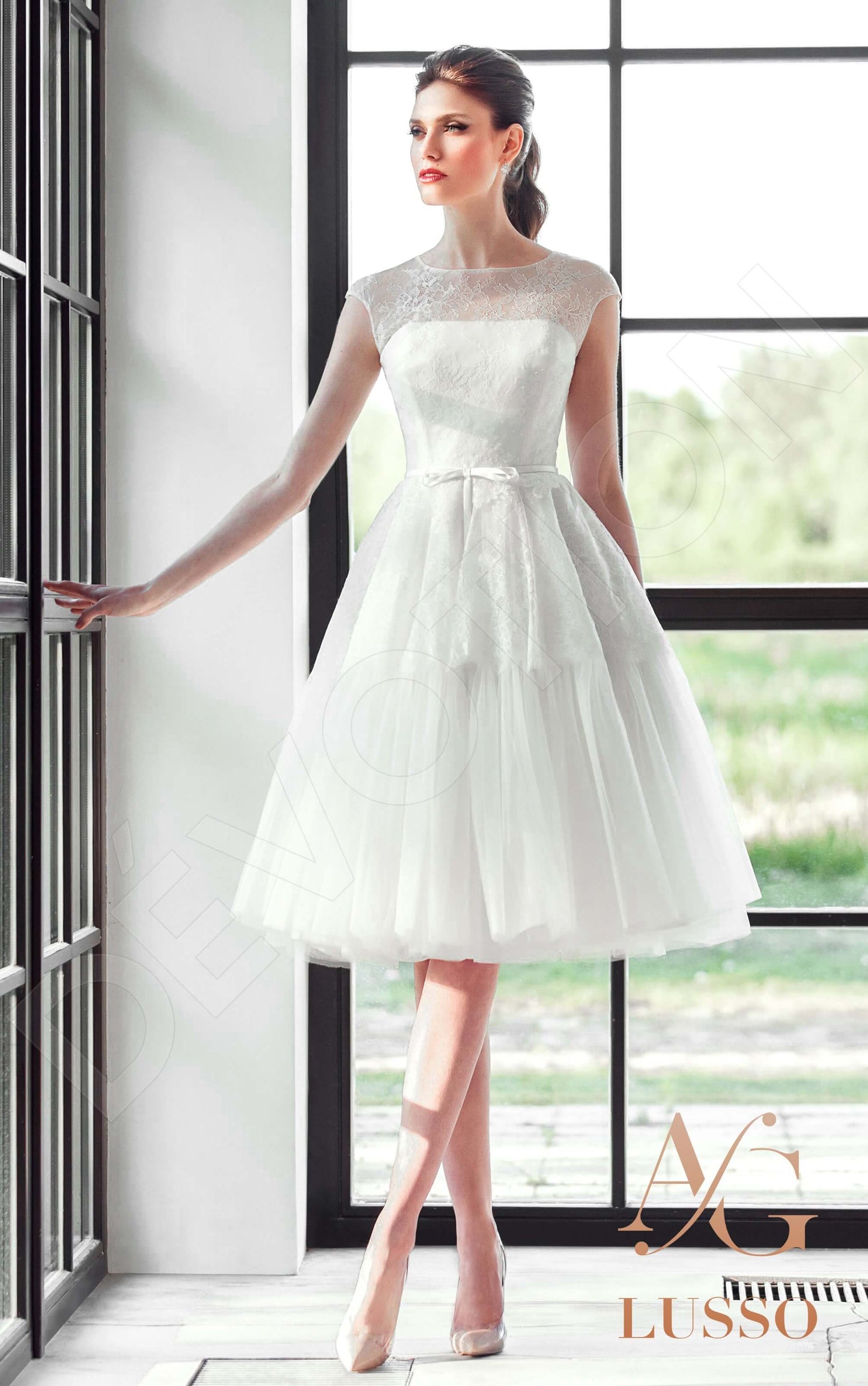 Ninelle Lace up back A-line Sleeveless Wedding Dress Front