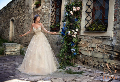 Letta 3/4 sleeve Princess/Ball Gown Open back Wedding Dress 7