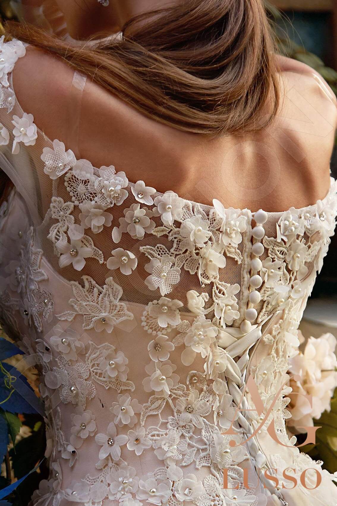 Letta 3/4 sleeve Princess/Ball Gown Open back Wedding Dress 4