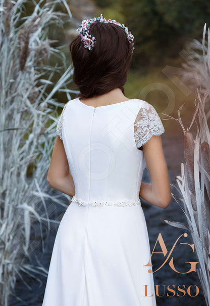 Anice Short/ Cap sleeve A-line Full back Wedding Dress 3