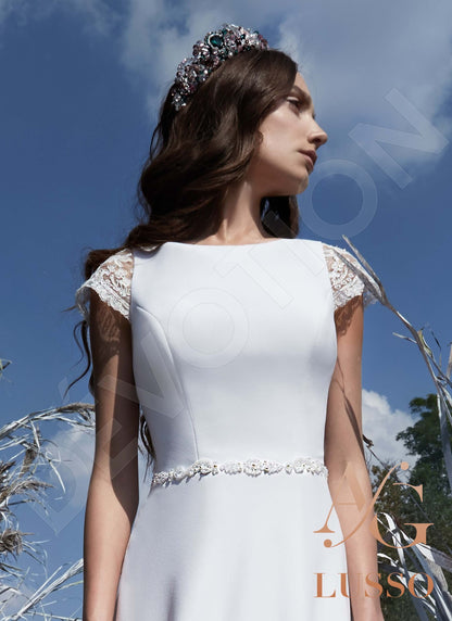 Anice Short/ Cap sleeve A-line Full back Wedding Dress 4