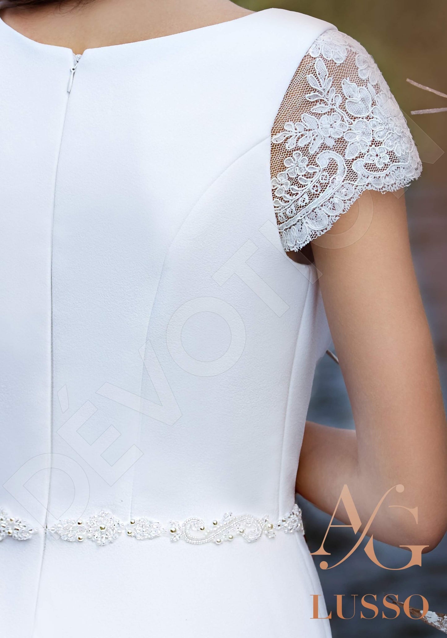 Anice Short/ Cap sleeve A-line Full back Wedding Dress 7