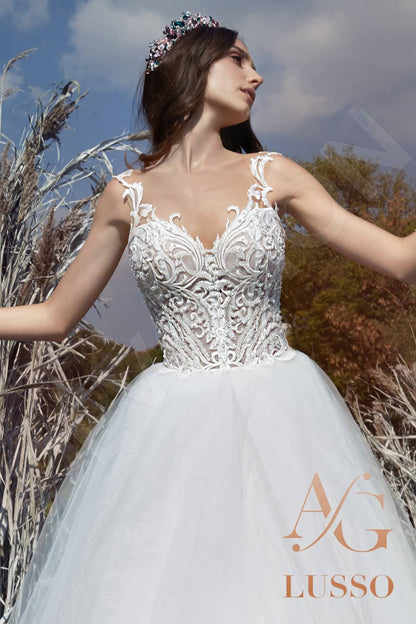 Susan Short/ Cap sleeve Princess/Ball Gown Full back Wedding Dress 4