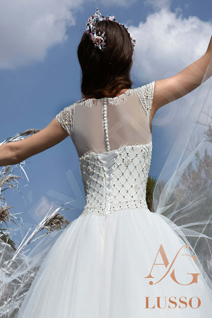 Sagel Short/ Cap sleeve Princess/Ball Gown Full back Wedding Dress 5