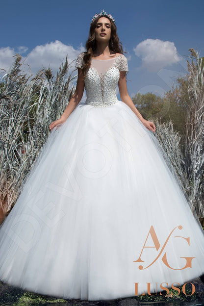 Sagel Short/ Cap sleeve Princess/Ball Gown Full back Wedding Dress Front