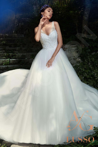 Nencia Sleeveless Princess/Ball Gown Open back Wedding Dress Front