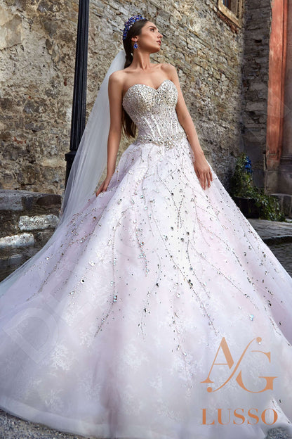 Sakinia Strapless Princess/Ball Gown Open back Wedding Dress Front