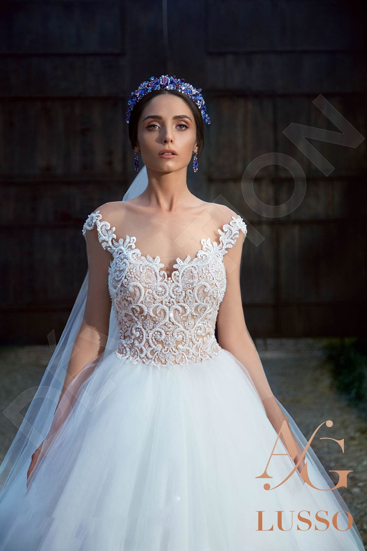 Alianna 3/4 sleeve Princess/Ball Gown Illusion back Wedding Dress 2