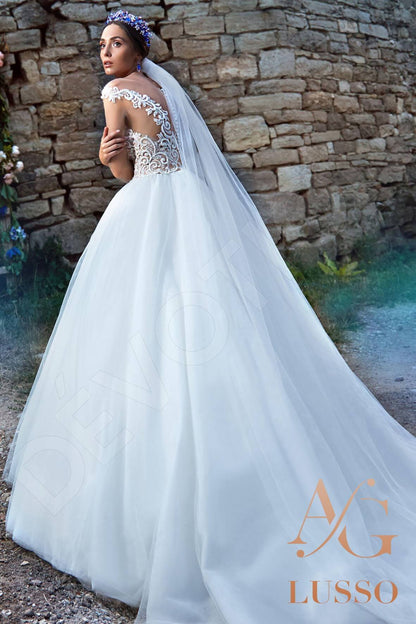Alianna 3/4 sleeve Princess/Ball Gown Illusion back Wedding Dress Back