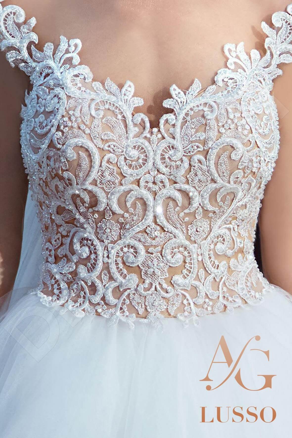 Alianna 3/4 sleeve Princess/Ball Gown Illusion back Wedding Dress 5