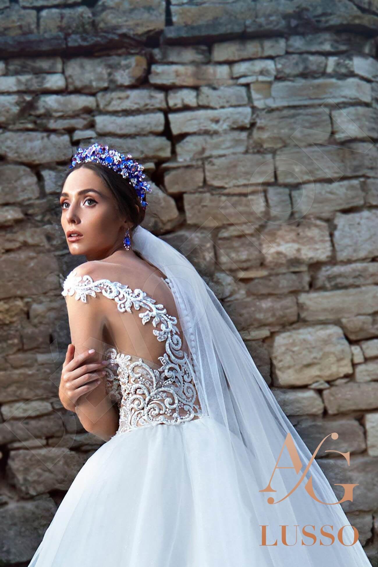 Alianna Princess/Ball Gown Illusion White Wedding dress