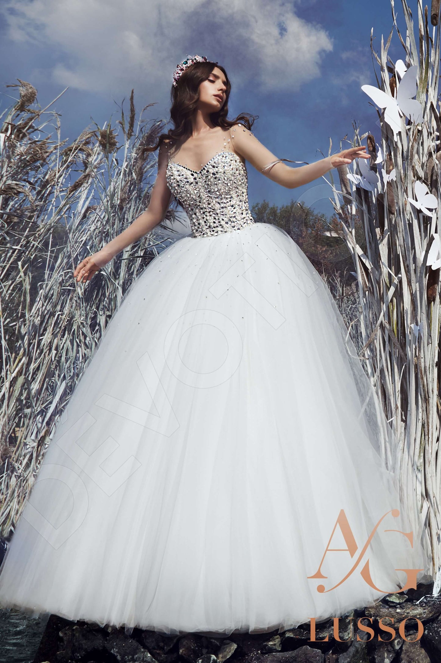 Daisee Long sleeve Princess/Ball Gown Open back Wedding Dress 3