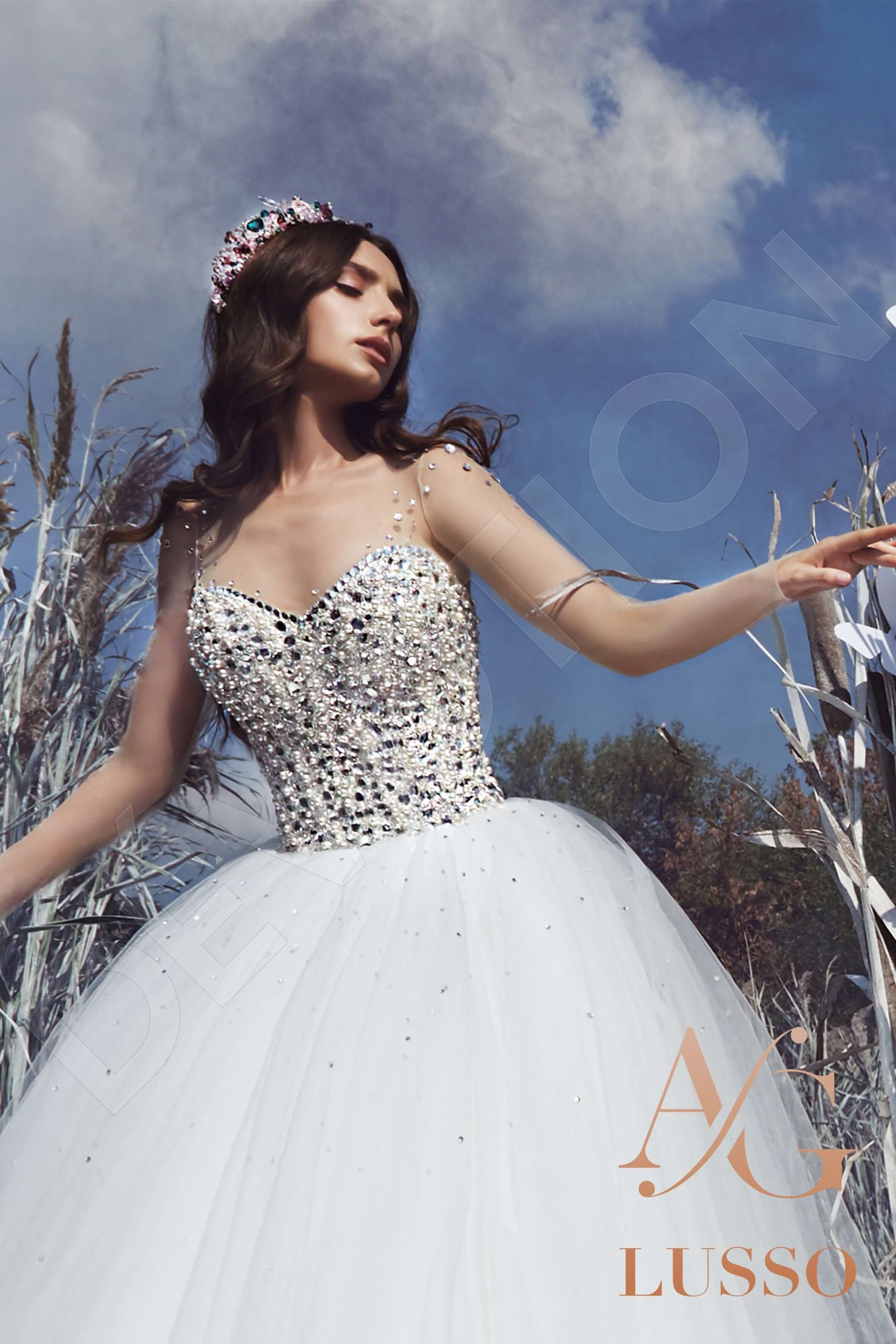 Daisee Princess/Ball Gown Illusion White Wedding dress