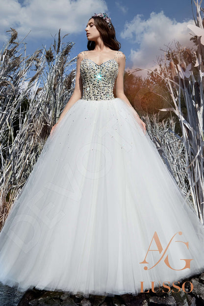 Daisee Long sleeve Princess/Ball Gown Open back Wedding Dress Front