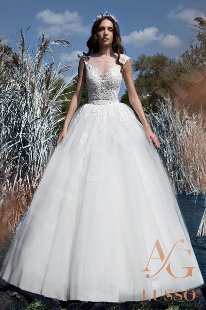 Samilia Short/ Cap sleeve Princess/Ball Gown Full back Wedding Dress Front