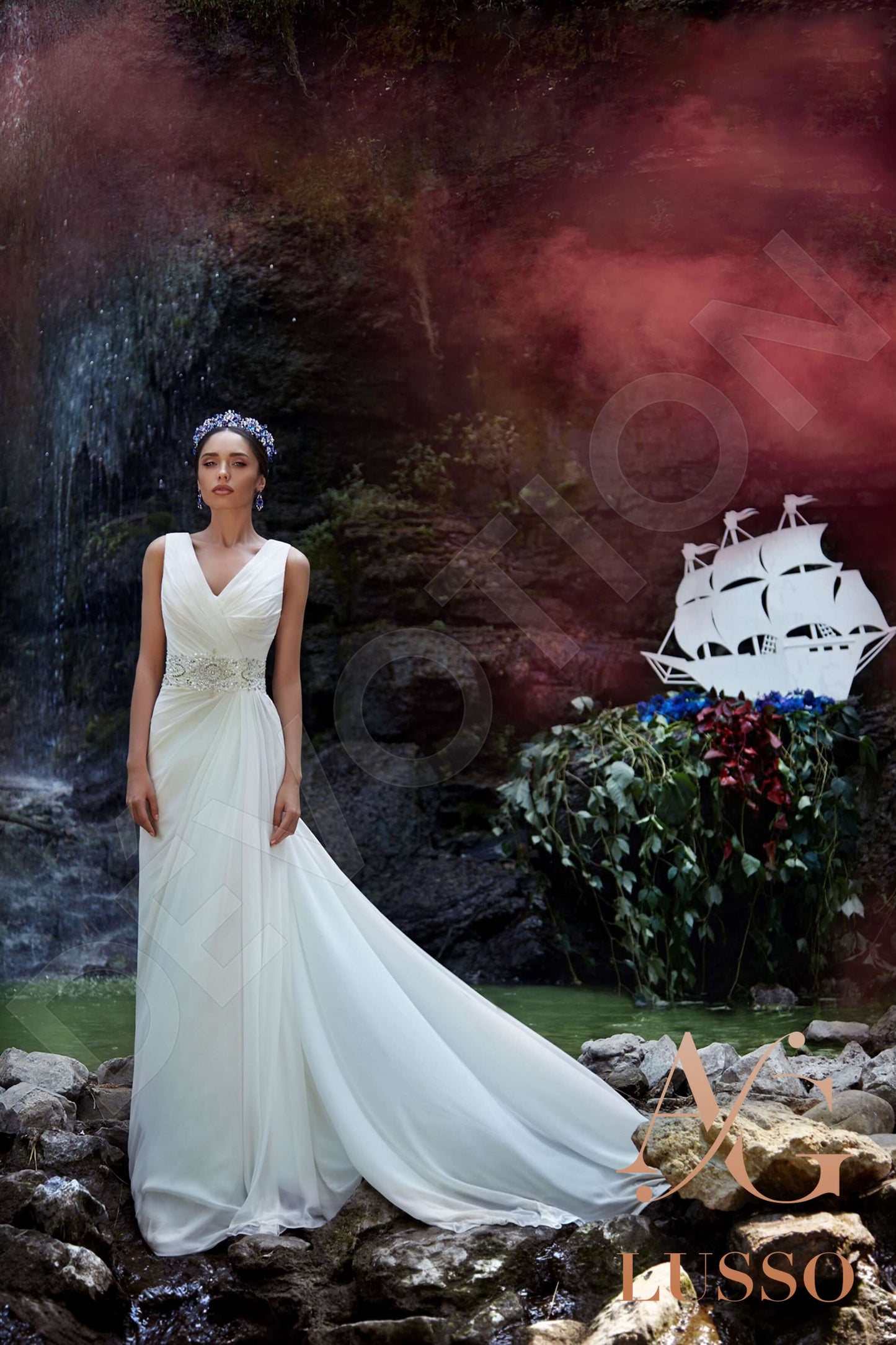 Piera Sleeveless A-line Open back Wedding Dress 7