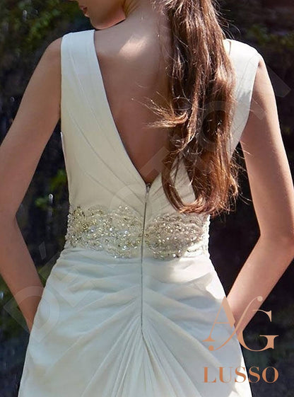 Piera Sleeveless A-line Open back Wedding Dress 5