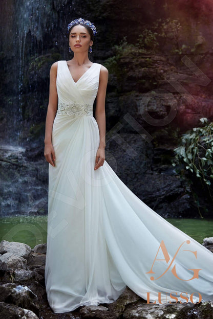 Piera Sleeveless A-line Open back Wedding Dress Front