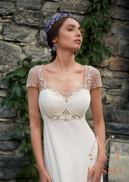 Almaria Short/ Cap sleeve A-line Open back Wedding Dress 2