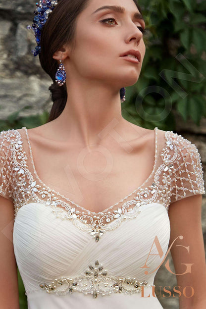 Almaria Short/ Cap sleeve A-line Open back Wedding Dress 4