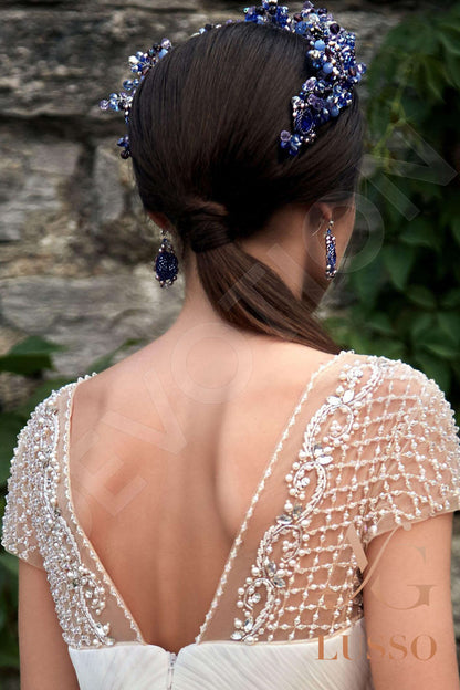 Almaria Short/ Cap sleeve A-line Open back Wedding Dress 5