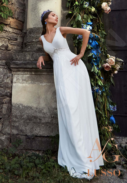 Lilandra Sleeveless A-line Open back Wedding Dress Front
