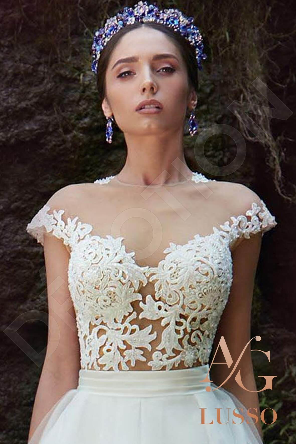Milagros A-line Jewel White Wedding dress